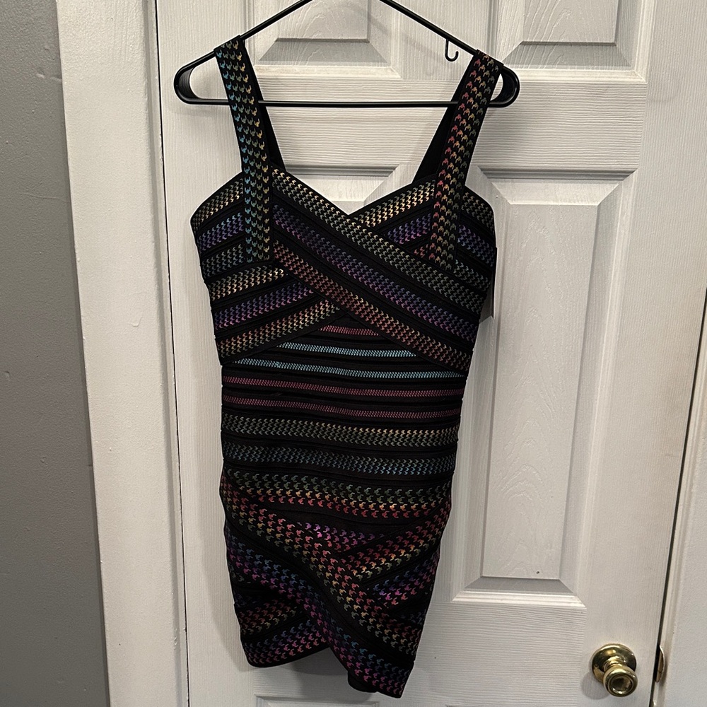 Elegant Multicolor Striped Mini Dress